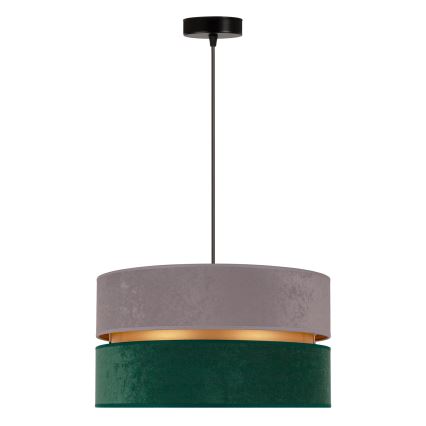 Duolla - Lámpara colgante DUO 1xE27/15W/230V diá. 40 cm gris/Verde/dorado