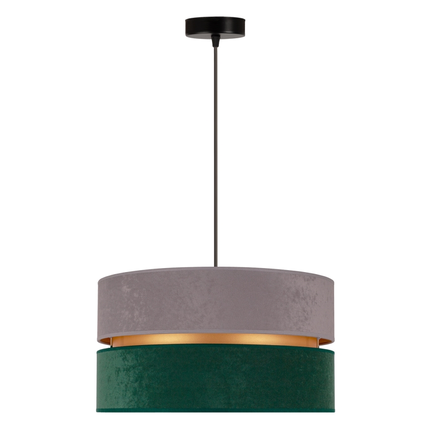 Duolla - Lámpara colgante DUO 1xE27/15W/230V diá. 40 cm gris/Verde/dorado