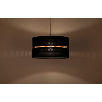 Duolla - Lámpara colgante DUO 1xE27/15W/230V diá. 40 cm negro/ratán
