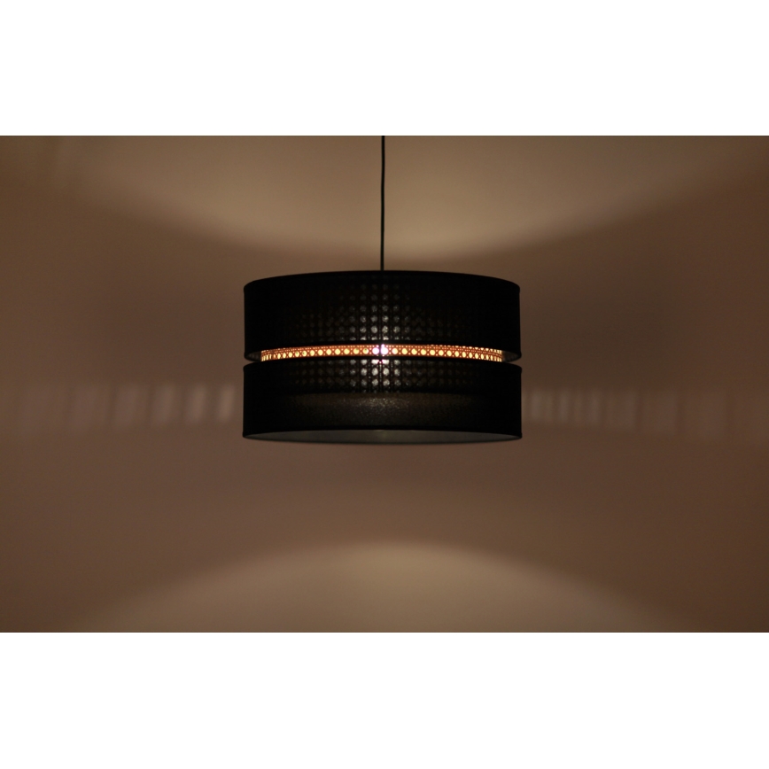 Duolla - Lámpara colgante DUO 1xE27/15W/230V diá. 40 cm negro/ratán