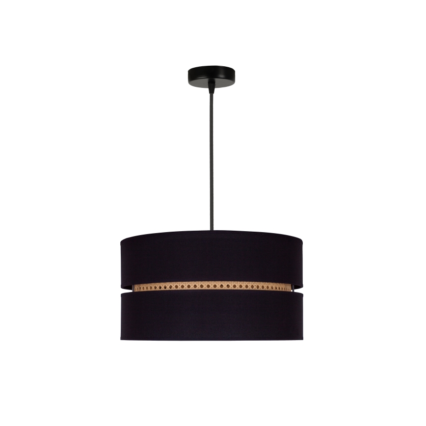 Duolla - Lámpara colgante DUO 1xE27/15W/230V diá. 40 cm negro/ratán