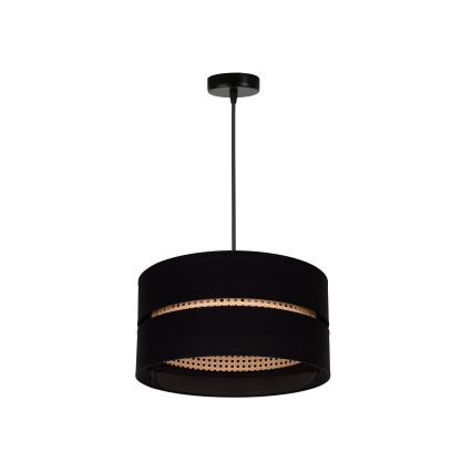 Duolla - Lámpara colgante DUO 1xE27/15W/230V diá. 40 cm negro/ratán