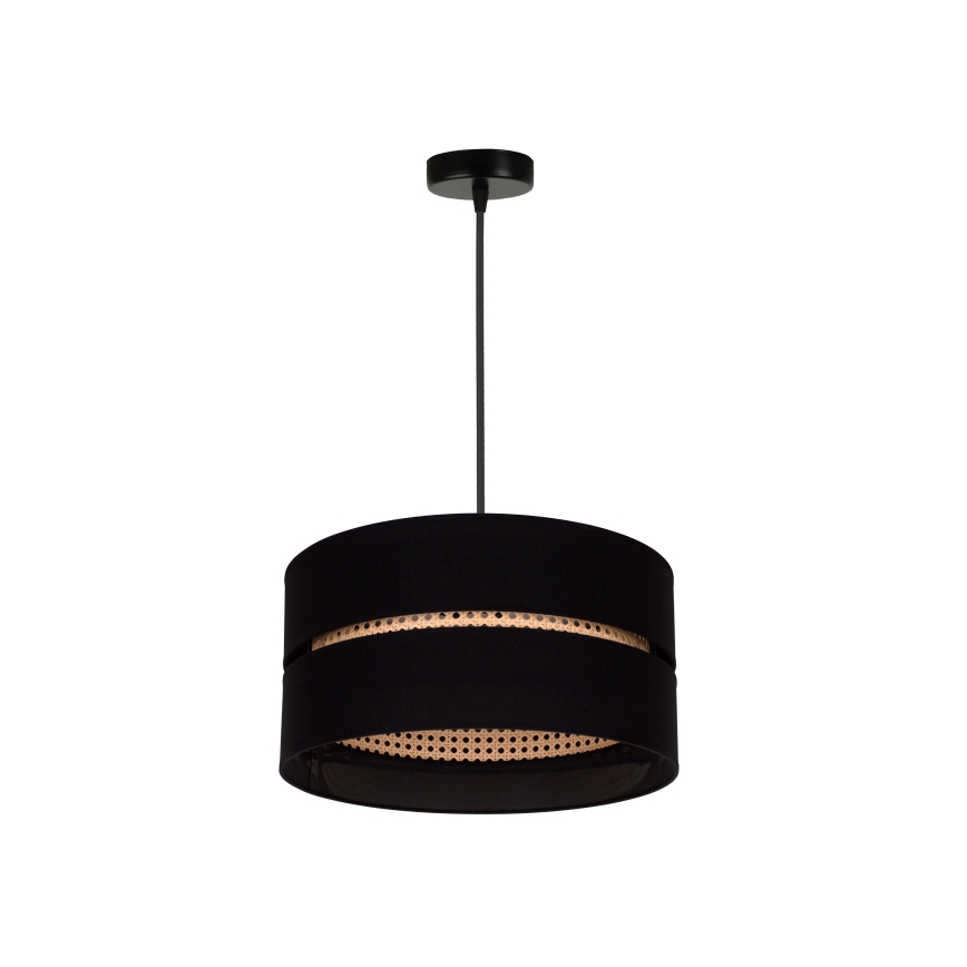 Duolla - Lámpara colgante DUO 1xE27/15W/230V diá. 40 cm negro/ratán