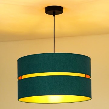 Duolla - Lámpara colgante DUO 1xE27/15W/230V diá. 40 cm turquesa/dorado