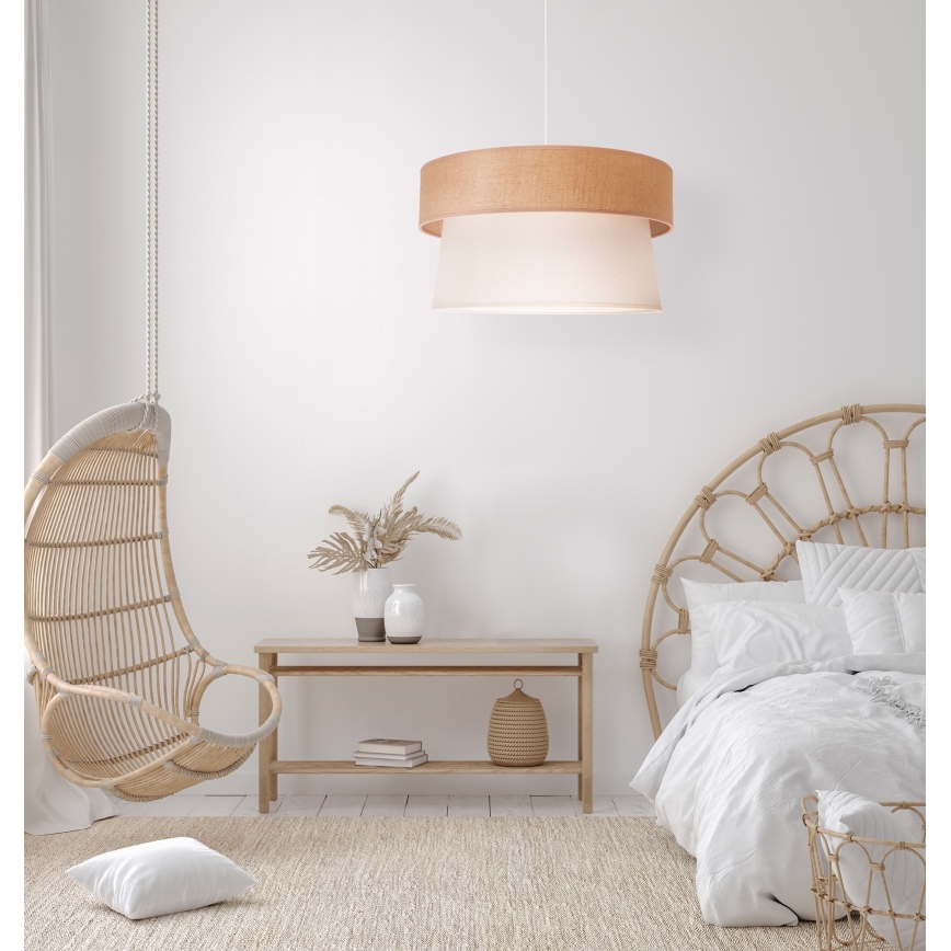 Duolla - Lámpara colgante ETNIC 1xE27/40W/230V diá. 45 cm color crema/beige