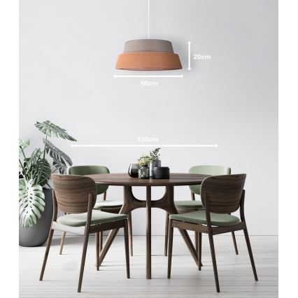 Duolla - Lámpara colgante GALAXY 1xE27/40W/230V diá. 50 cm gris/marrón