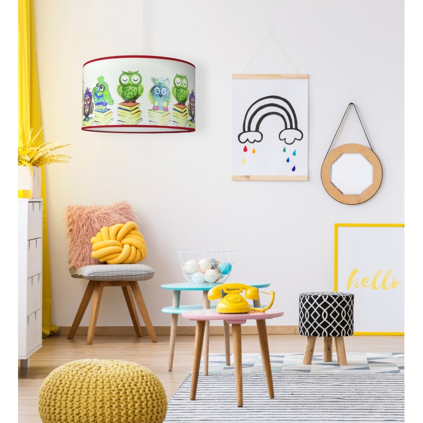 Duolla - Lámpara colgante infantil OWL 1xE27/15W/230V diá. 35 cm