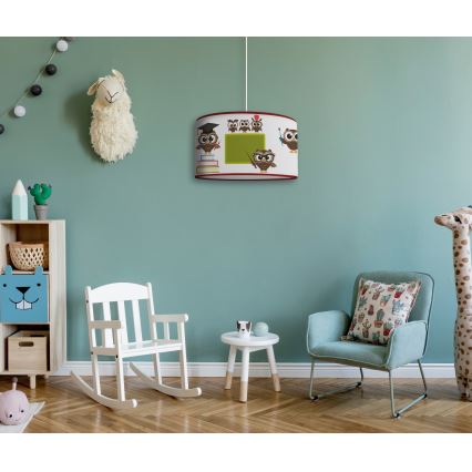 Duolla - Lámpara colgante infantil OWLS MULTI 1xE27/15W/230V diá. 35 cm