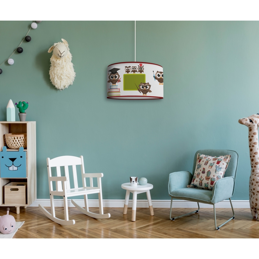 Duolla - Lámpara colgante infantil OWLS MULTI 1xE27/15W/230V diá. 35 cm