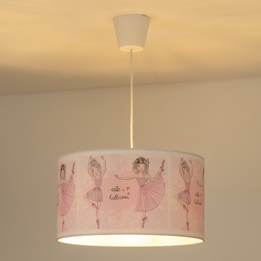 Duolla - Lámpara colgante infantil PRINT M 1xE27/40W/230V diá. 35 cm bailarinas