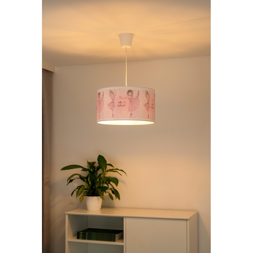 Duolla - Lámpara colgante infantil PRINT M 1xE27/40W/230V diá. 35 cm bailarinas