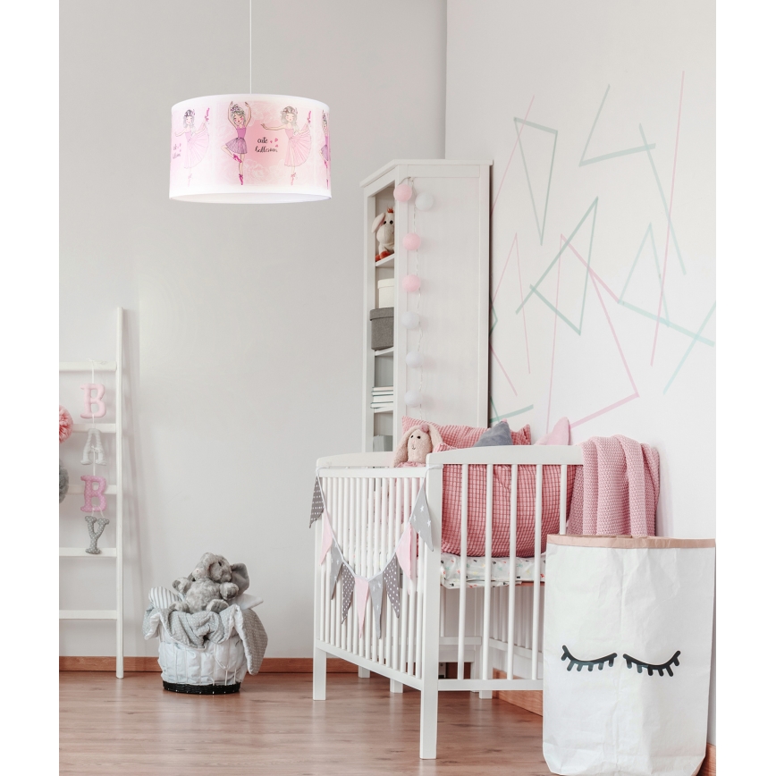 Duolla - Lámpara colgante infantil PRINT M 1xE27/40W/230V diá. 35 cm bailarinas