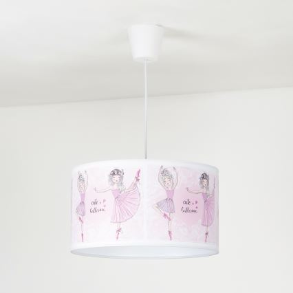 Duolla - Lámpara colgante infantil PRINT M 1xE27/40W/230V diá. 35 cm bailarinas