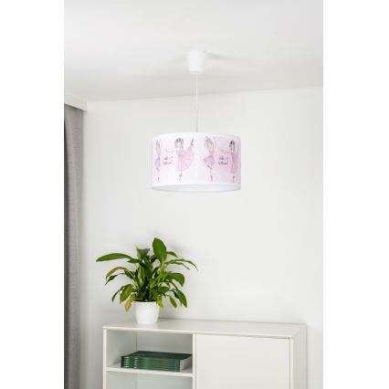 Duolla - Lámpara colgante infantil PRINT M 1xE27/40W/230V diá. 35 cm bailarinas