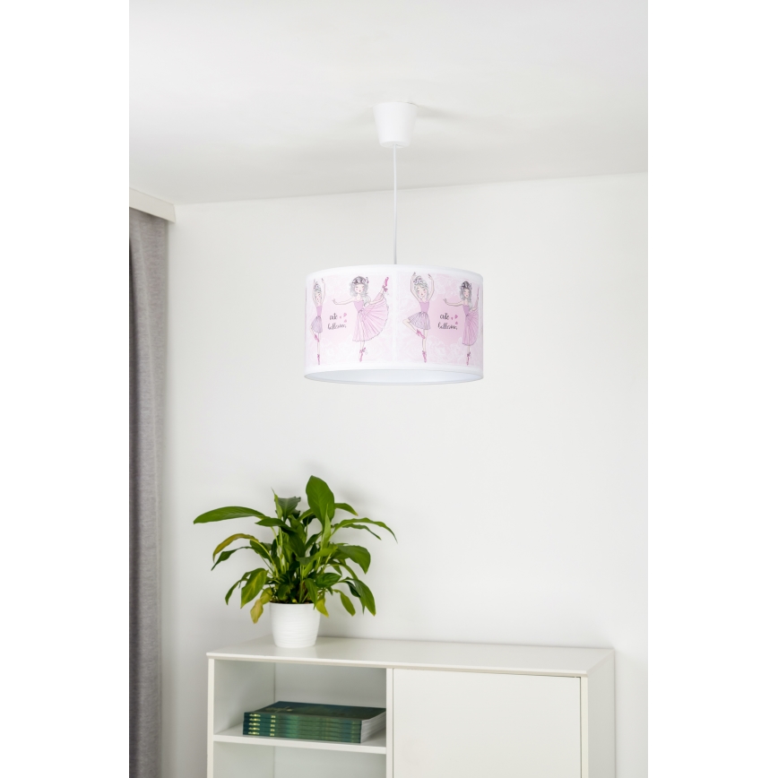 Duolla - Lámpara colgante infantil PRINT M 1xE27/40W/230V diá. 35 cm bailarinas