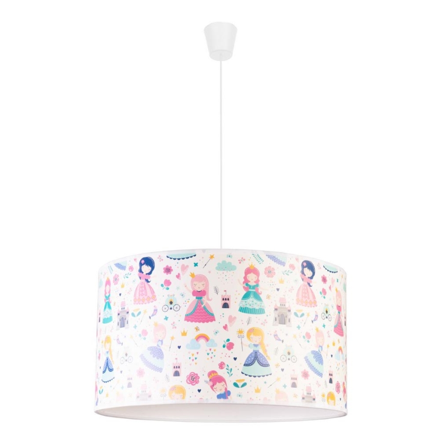 Duolla - Lámpara colgante infantil PRINT M 1xE27/40W/230V diá. 35 cm princesas