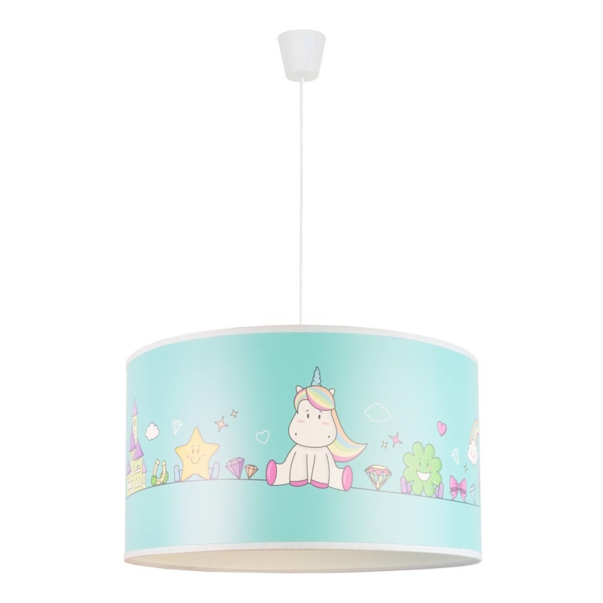 Duolla - Lámpara colgante infantil UNICORN 1xE27/15W/230V diá. 35 cm