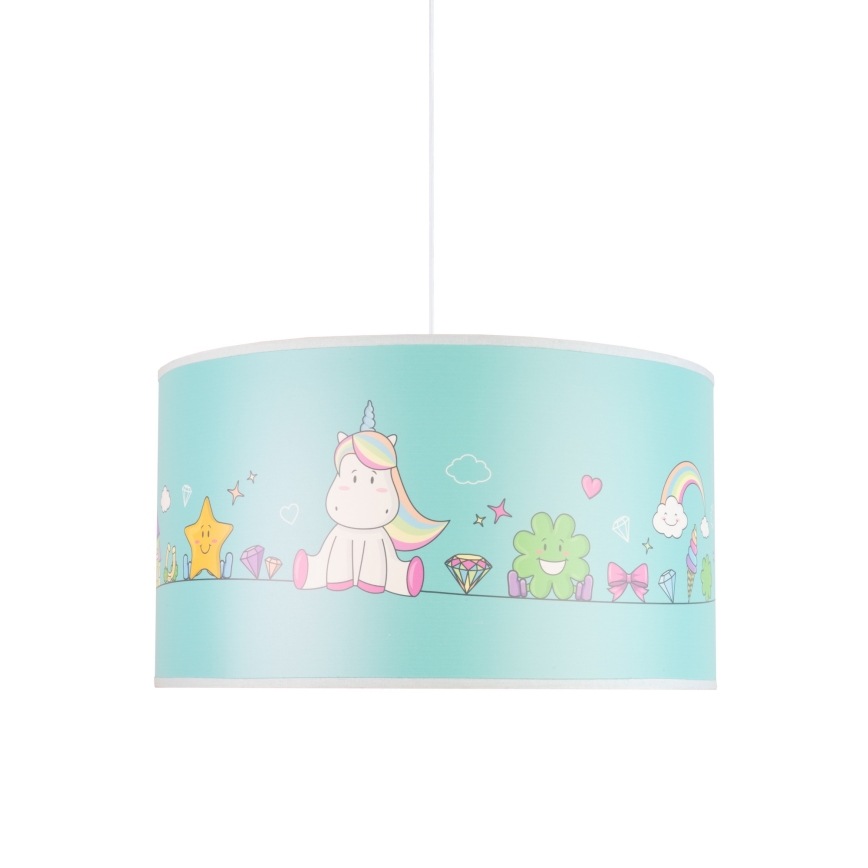 Duolla - Lámpara colgante infantil UNICORN 1xE27/15W/230V diá. 35 cm