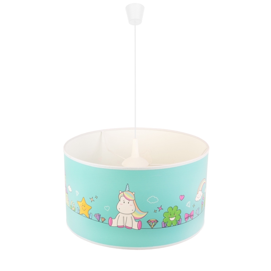 Duolla - Lámpara colgante infantil UNICORN 1xE27/15W/230V diá. 35 cm