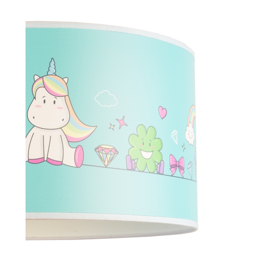 Duolla - Lámpara colgante infantil UNICORN 1xE27/15W/230V diá. 35 cm