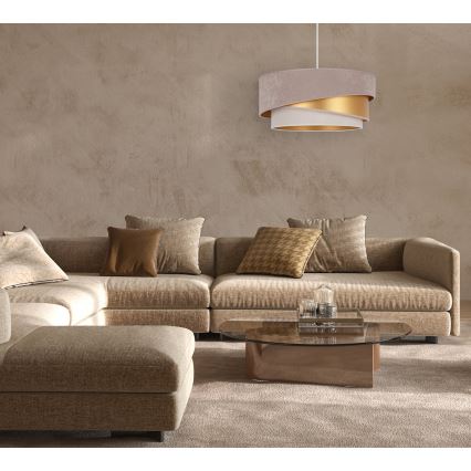 Duolla - Lámpara colgante KOBO 1xE27/15W/230V diá. 45 cm beige/dorado/color crema
