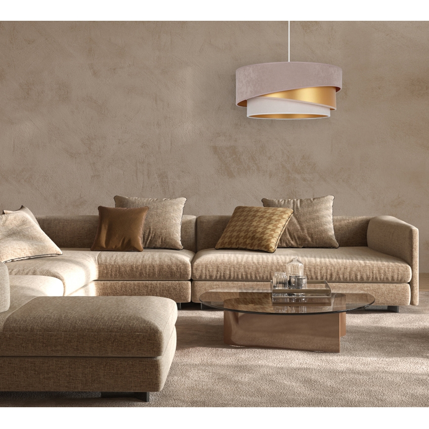 Duolla - Lámpara colgante KOBO 1xE27/15W/230V diá. 45 cm beige/dorado/color crema