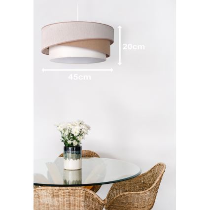 Duolla - Lámpara colgante KOBO 1xE27/15W/230V diá. 45 cm beige/marrón/blanco