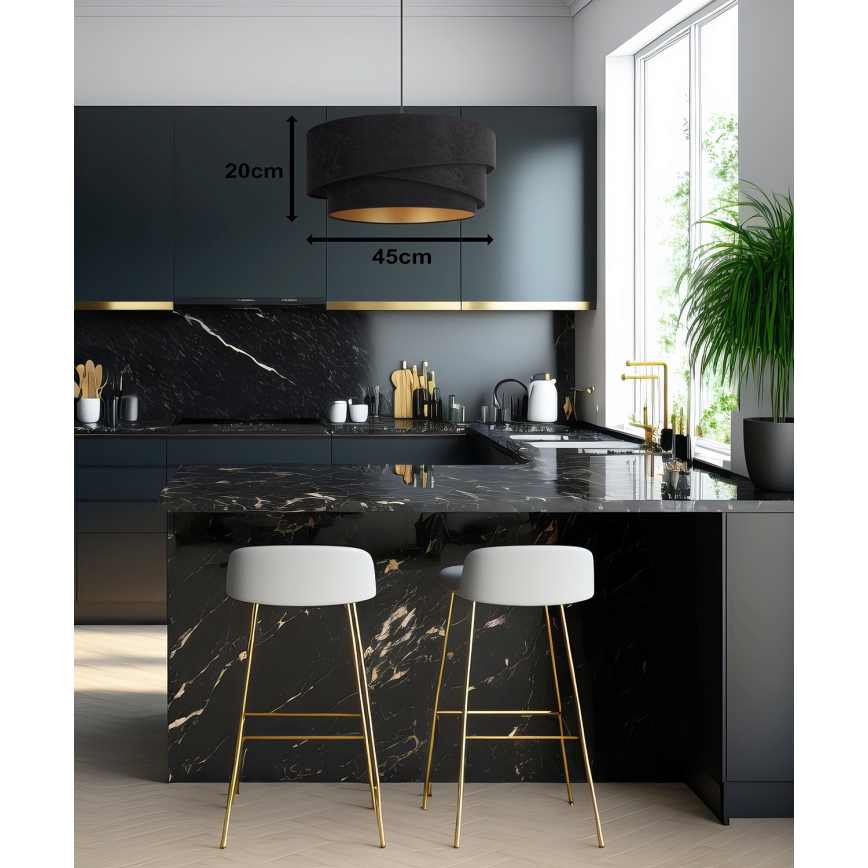Duolla - Lámpara colgante KOBO 1xE27/15W/230V diá. 45 cm negro/dorado