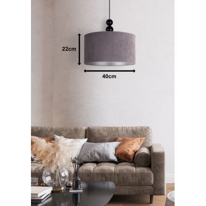 Duolla - Lámpara colgante LYON 1xE27/15W/230V diá. 40 cm gris