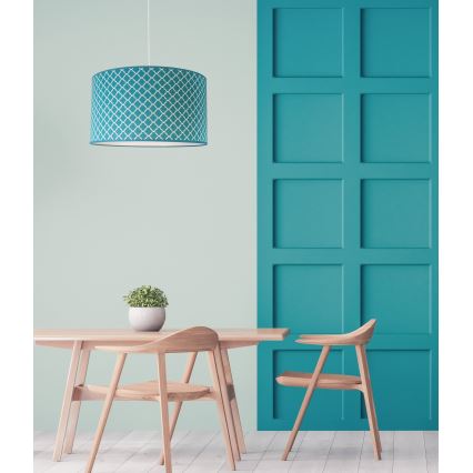 Duolla - Lámpara colgante MAROKO 1xE27/40W/230V diá. 45 cm turquesa/blanco