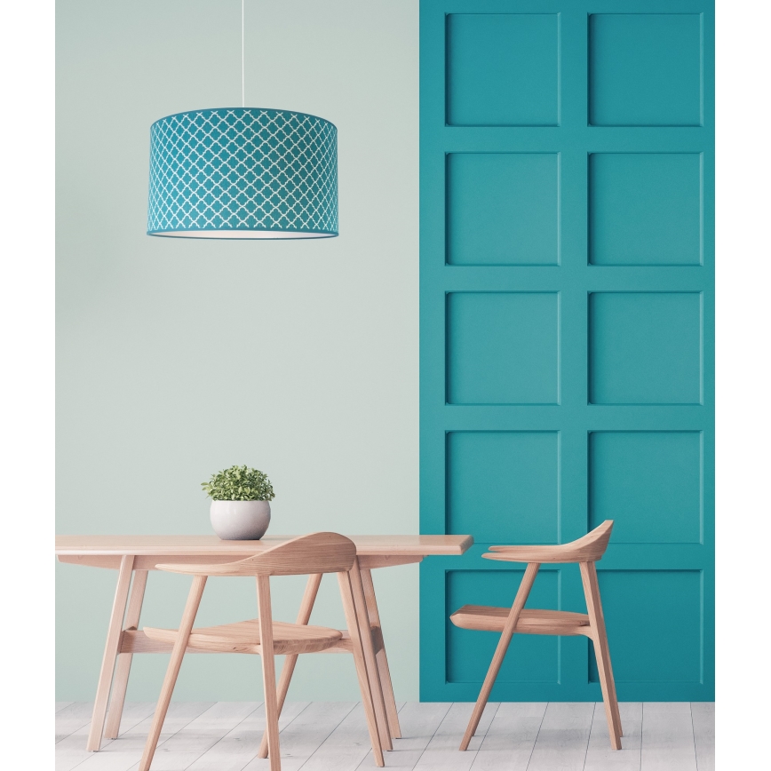 Duolla - Lámpara colgante MAROKO 1xE27/40W/230V diá. 45 cm turquesa/blanco