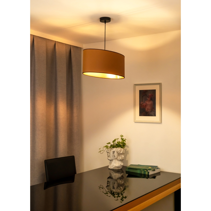 Duolla - Lámpara colgante OVAL VEGAN 1xE27/15W/230V marrón