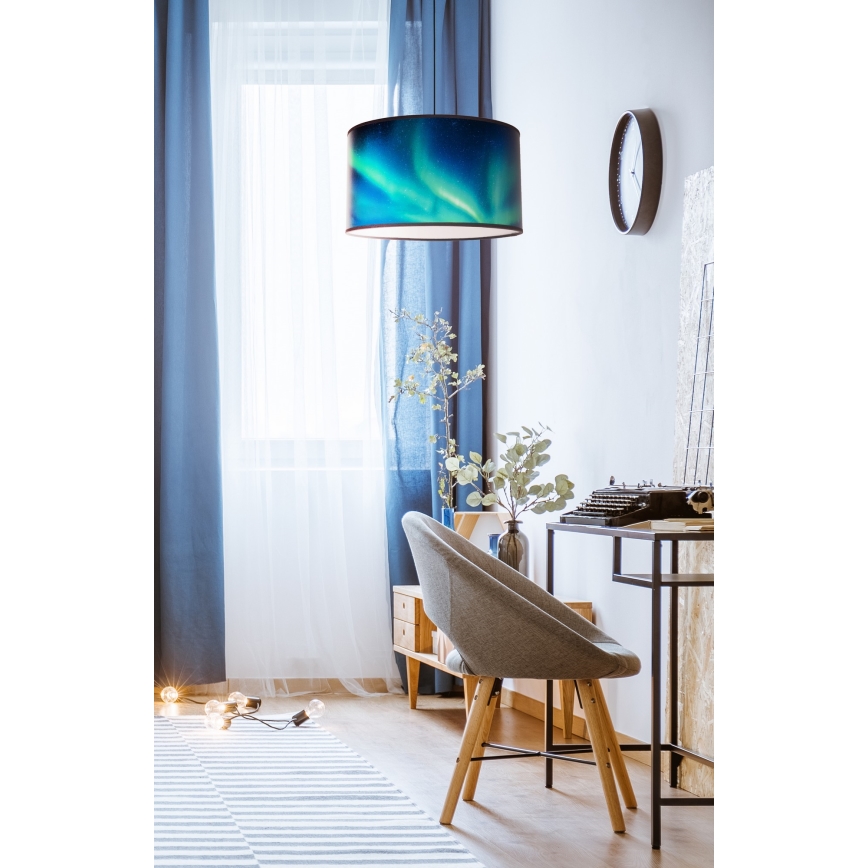 Duolla - Lámpara colgante PRINT M 1xE27/40W/230V diá. 35 cm turquesa