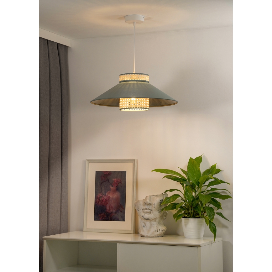 Duolla - Lámpara colgante RIO RATTAN 1xE27/15W/230V diá. 45 cm verde/ratán