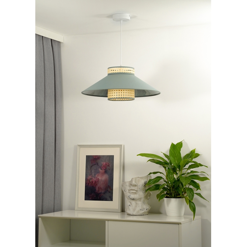 Duolla - Lámpara colgante RIO RATTAN 1xE27/15W/230V diá. 45 cm verde/ratán