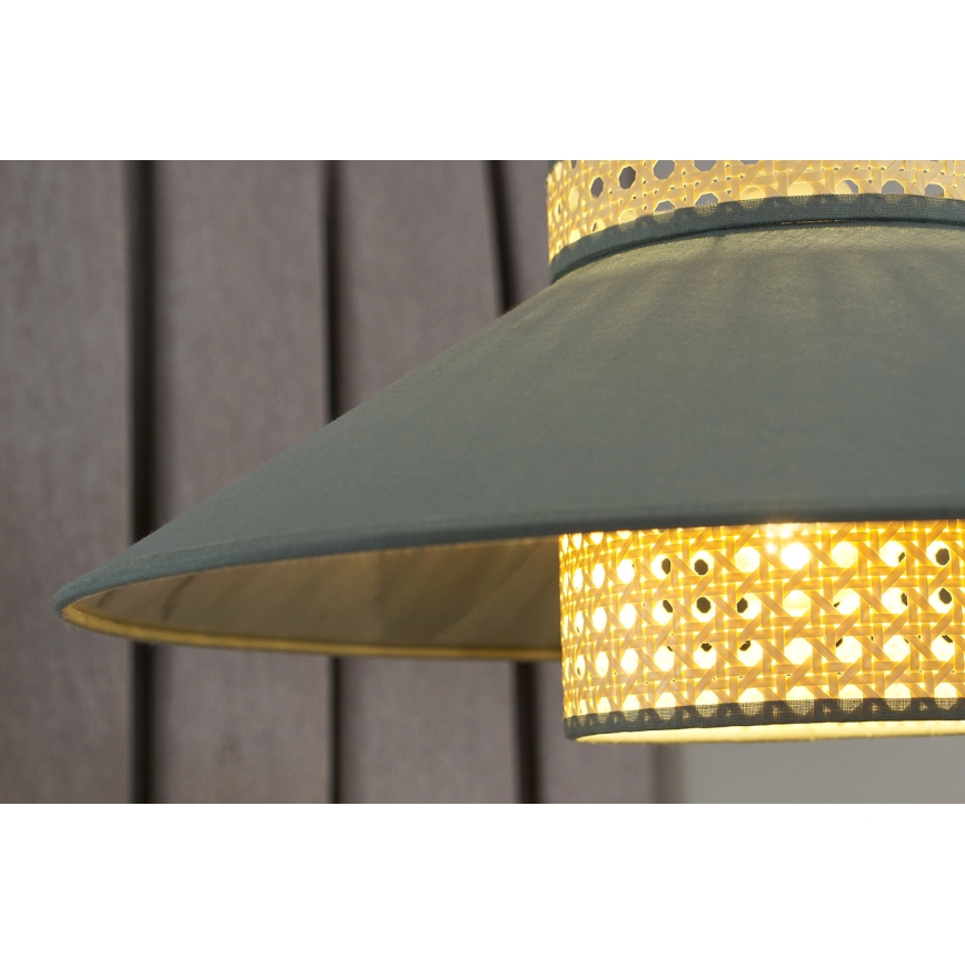 Duolla - Lámpara colgante RIO RATTAN 1xE27/15W/230V diá. 45 cm verde/ratán