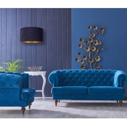 Duolla - Lámpara colgante ROLLER 1xE27/15W/230V diá. 40 cm azul/dorado