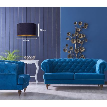 Duolla - Lámpara colgante ROLLER 1xE27/15W/230V diá. 40 cm azul/dorado