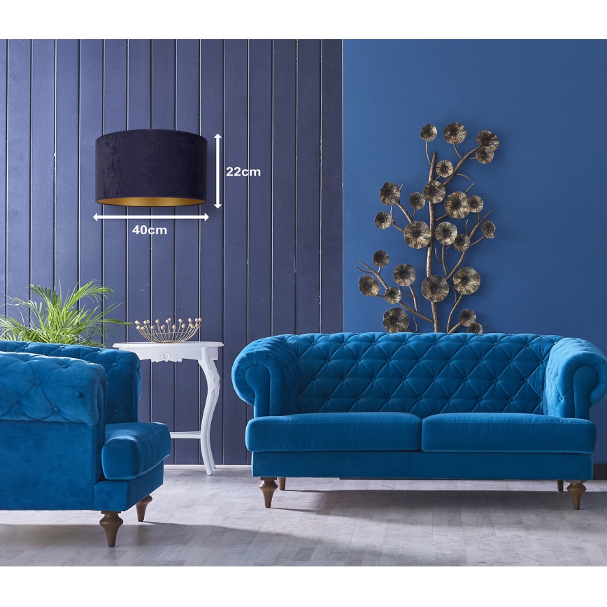 Duolla - Lámpara colgante ROLLER 1xE27/15W/230V diá. 40 cm azul/dorado