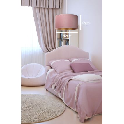 Duolla - Lámpara colgante ROLLER 1xE27/15W/230V diá. 40 cm rosa/dorado