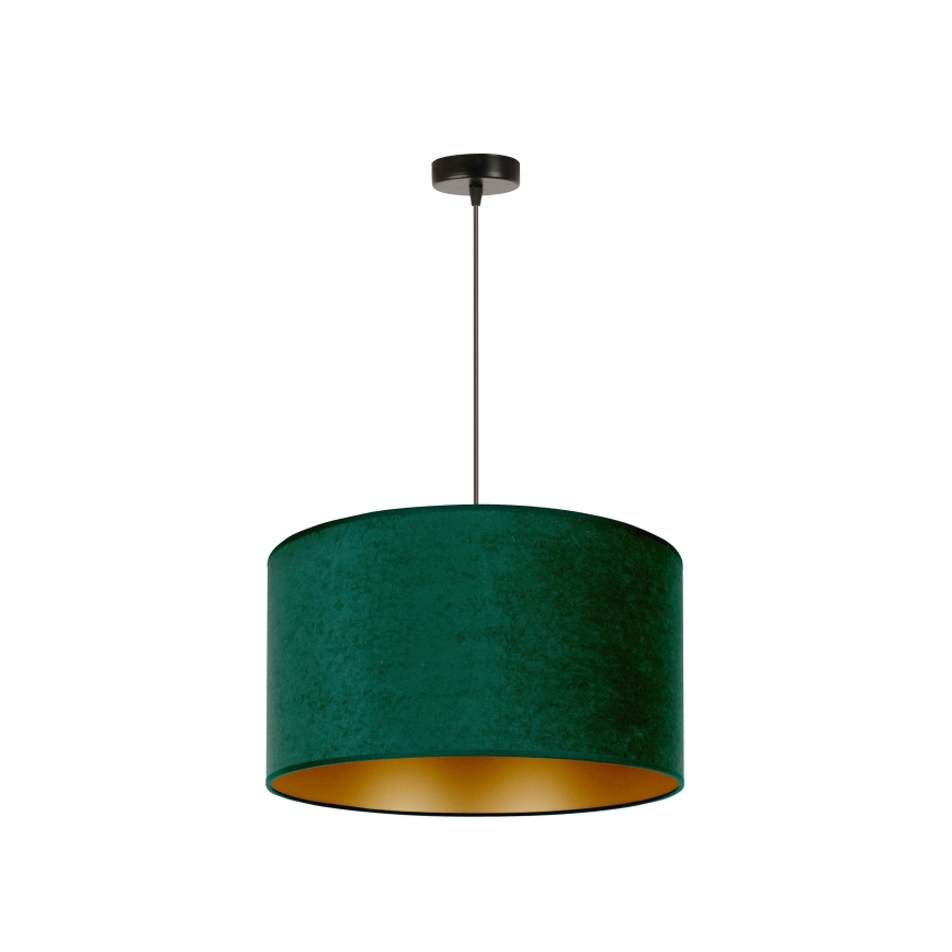 Duolla - Lámpara colgante ROLLER 1xE27/15W/230V diá. 40 cm verde oscuro/dorado