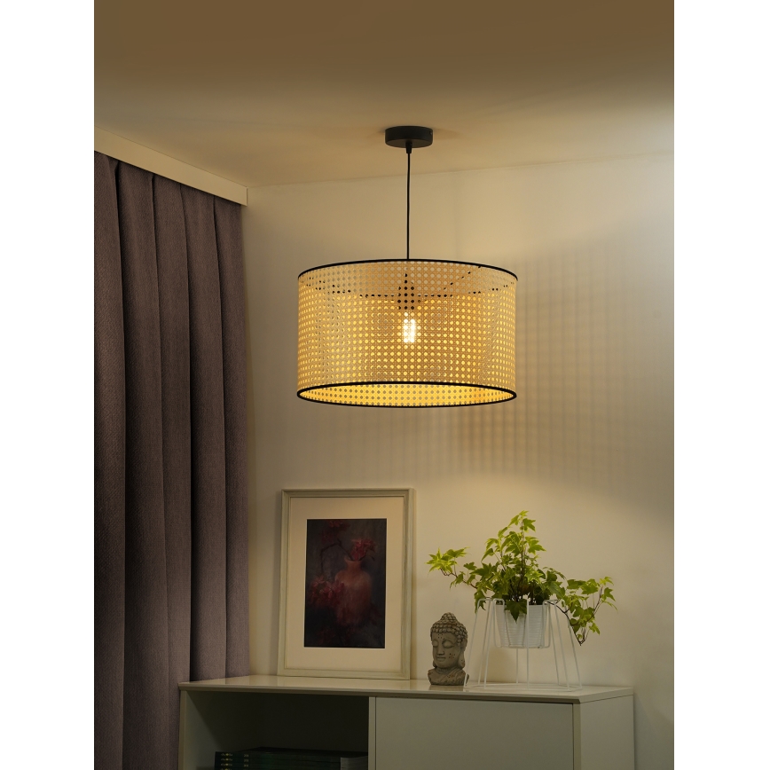 Duolla - Lámpara colgante ROLLER 1xE27/15W/230V diá. 45 cm ratán/negro