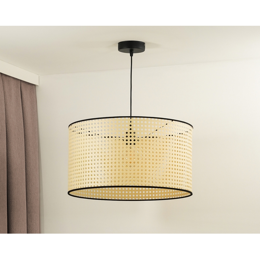 Duolla - Lámpara colgante ROLLER 1xE27/15W/230V diá. 45 cm ratán/negro