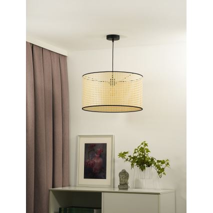 Duolla - Lámpara colgante ROLLER 1xE27/15W/230V diá. 45 cm ratán/negro
