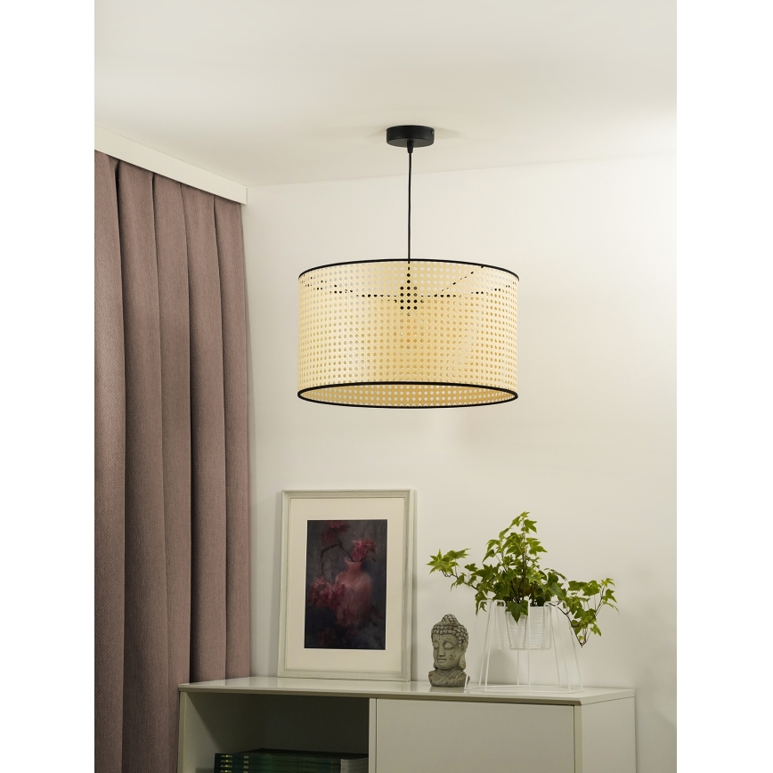 Duolla - Lámpara colgante ROLLER 1xE27/15W/230V diá. 45 cm ratán/negro
