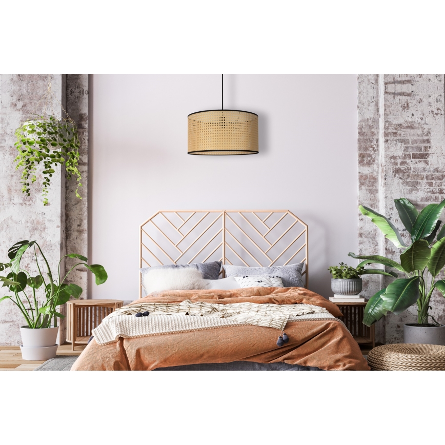 Duolla - Lámpara colgante ROLLER 1xE27/15W/230V diá. 45 cm ratán/negro