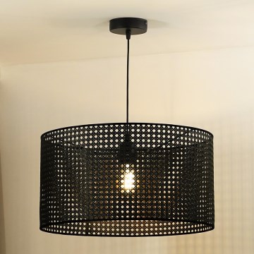 Duolla - Lámpara colgante ROLLER RATTAN 1xE27/15W/230V diá. 45 cm negro