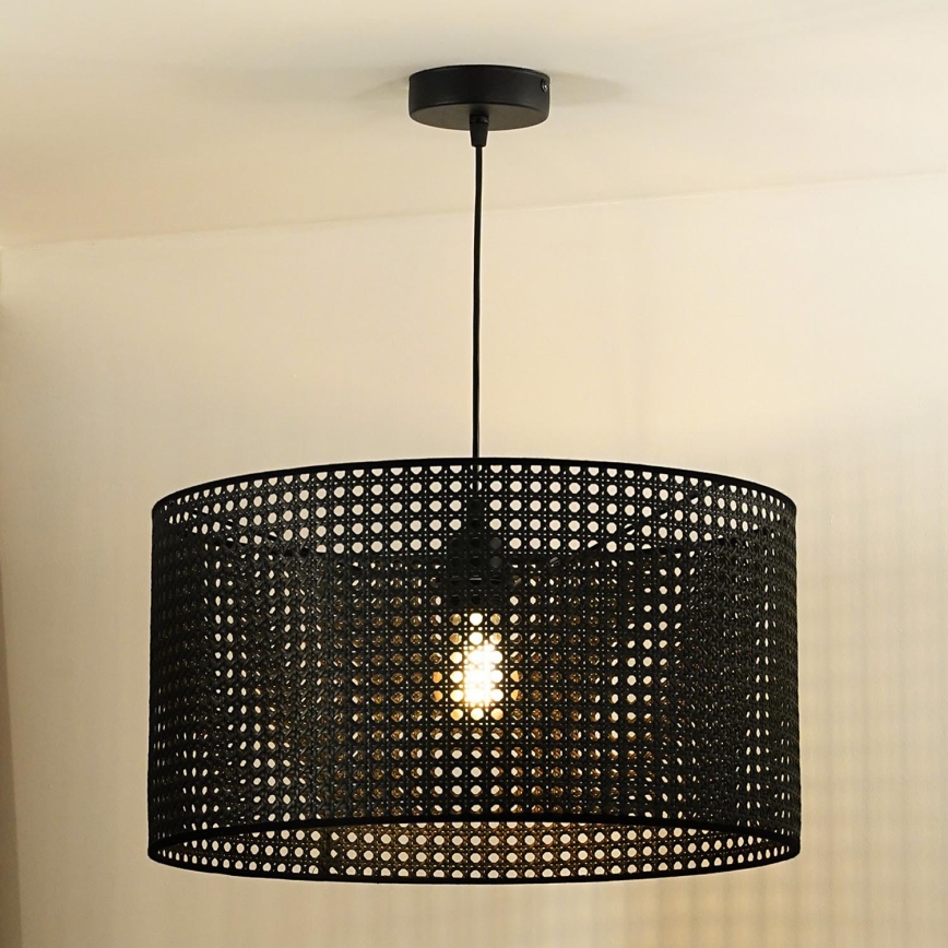 Duolla - Lámpara colgante ROLLER RATTAN 1xE27/15W/230V diá. 45 cm negro