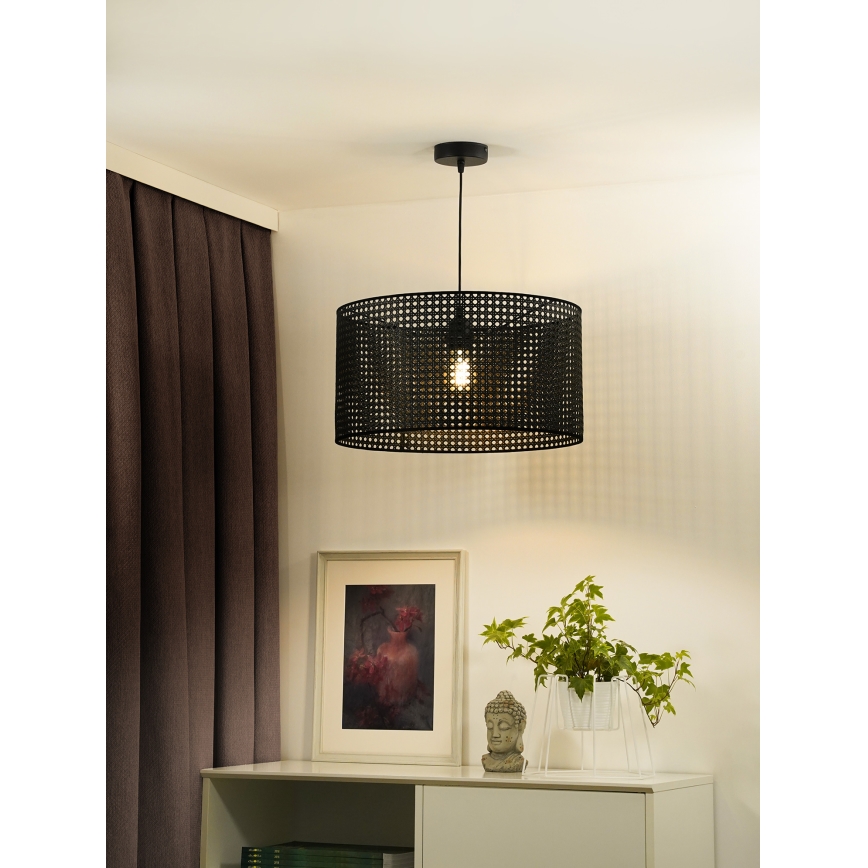 Duolla - Lámpara colgante ROLLER RATTAN 1xE27/15W/230V diá. 45 cm negro