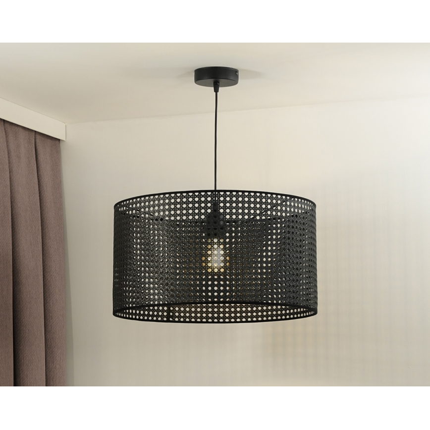 Duolla - Lámpara colgante ROLLER RATTAN 1xE27/15W/230V diá. 45 cm negro